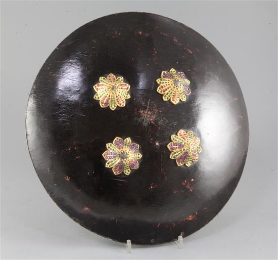 A fine Indian hide shield dhal, Diameter 37cm